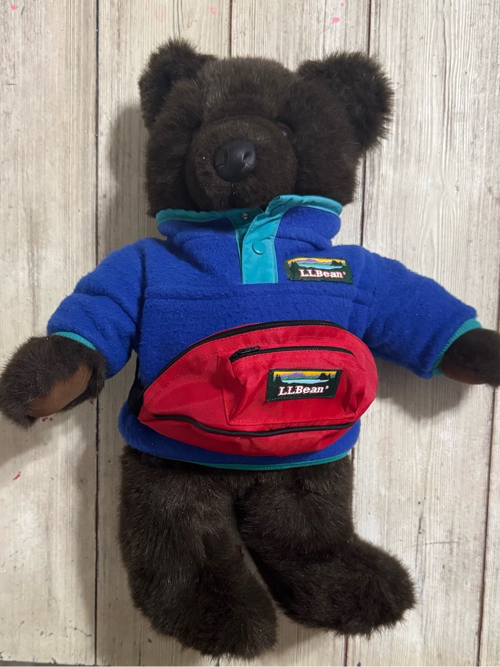 90s Vintage L.L. Bean Teddy Bear collectible 17” fleece pullover Fanny pack